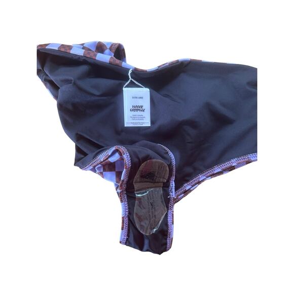 Salt Gypsy High Cut Surf Bikini Bottoms in Lavender Brown Checkered Size 10 12 - Picture 10 of 12